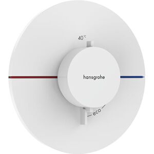 Hansgrohe ShowerSelect Comfort S - thermostat conceiled, bathroom tap with safety stop at 40 °C, thermostat round for showers and bath tubs, shower mixer for 3 functions, matt white, 15559700