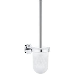 Grohe Start Cosmopolitan QuickFix Toilet Brush Set (Glass and Metal, Wall-mounted, Concealed Fastening, Including Screws and Dowels, Easy to Fit with QuickGlue), Size 374 mm, Chrome, 41169000 Grohe Start Cosmopolitan QuickFix Toilet Brush Set (Glass and Metal, Wall-mounted, Concealed Fastening, Including Screws and Dowels, Easy to Fit with QuickGlue), Size 374 mm, Chrome, 41169000