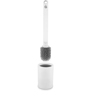 Swan Elevate Flexible Silicone Toilet Brush, Anti-Drip/Anti-Clog Design, Quick Drying Bathroom Brush with Hygienic Holder, Non-Slip Handle, White Swan Elevate Flexible Silicone Toilet Brush, Anti-Drip/Anti-Clog Design, Quick Drying Bathroom Brush with Hygienic Holder, Non-Slip Handle, White