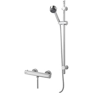 nuie SBR63BV1 Shower Bundle Modern Bathroom Minimalist Thermostatic Bar Valve with Bottom Outlet and Round Slide Rail Kit, Chrome nuie SBR63BV1 Shower Bundle Modern Bathroom Minimalist Thermostatic Bar Valve with Bottom Outlet and Round Slide Rail Kit, Chrome