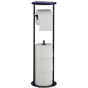 Relaxdays Toilet Paper Holder with Shelf, 3 Spare, Extra Rolls Storage, HxD: 59.5 x 17.5 cm, Black, Steel Relaxdays Toilet Paper Holder with Shelf, 3 Spare, Extra Rolls Storage, HxD: 59.5 x 17.5 cm, Black, Steel