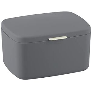 WENKO Barcelona Bathroom Box/Storage Basket with Lid, Completely Unbreakable, 19.5 x 11 x 16 cm, Anthracite, grey, 19, 5 x 11 x 16 cm WENKO Barcelona Bathroom Box/Storage Basket with Lid, Completely Unbreakable, 19.5 x 11 x 16 cm, Anthracite, grey, 19, 5 x 11 x 16 cm