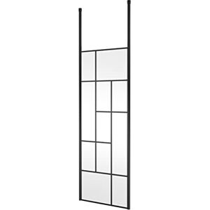 Hudson Reed BFCPB076 Abstract Modern Bathroom 'Shower Shield' Coated Framed Free Standing 8mm Toughened Safety Glass Wetroom Screen with 2 Ceiling Posts, 760mm, Matt Black Hudson Reed BFCPB076 Abstract Modern Bathroom 'Shower Shield' Coated Framed Free Standing 8mm Toughened Safety Glass Wetroom Screen with 2 Ceiling Posts, 760mm, Matt Black