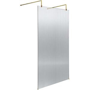 Hudson Reed WRAF19510BB Fluted Modern Bathroom Fluted 8mm Toughened Safety Glass Wetroom Screen with 2 Support Arms, 1950mm x 1000mm, Brushed Brass Hudson Reed WRAF19510BB Fluted Modern Bathroom Fluted 8mm Toughened Safety Glass Wetroom Screen with 2 Support Arms, 1950mm x 1000mm, Brushed Brass