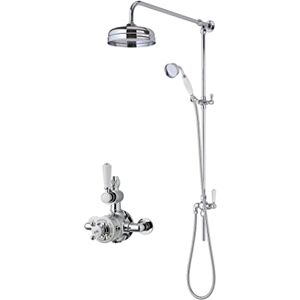 Hudson Reed SBT125TW1 Bundle Traditional Bathroom Exposed Twin Thermostatic Shower Valve and Round Rigid Riser Kit with Single Function Handset, Chrome Hudson Reed SBT125TW1 Bundle Traditional Bathroom Exposed Twin Thermostatic Shower Valve and Round Rigid Riser Kit with Single Function Handset, Chrome