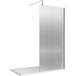 nuie WRFL18590 Fluted Modern Bathroom 8mm Toughened Safety Glass Wetroom Screen with Bar, 900mm, Polished Chrome nuie WRFL18590 Fluted Modern Bathroom 8mm Toughened Safety Glass Wetroom Screen with Bar, 900mm, Polished Chrome