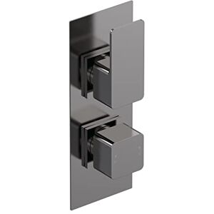 nuie WIN7TW01 Windon Modern Bathroom Square Concealed Twin Thermostatic Shower Valve-One Outlet, Brushed Pewter nuie WIN7TW01 Windon Modern Bathroom Square Concealed Twin Thermostatic Shower Valve-One Outlet, Brushed Pewter