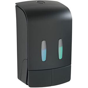 WENKO 2-chamber disinfectant and soap dispenser, tartas black, soap dispenser and disinfectant dispenser, capacity per chamber: 480 ml, 0.96 l WENKO 2-chamber disinfectant and soap dispenser, tartas black, soap dispenser and disinfectant dispenser, capacity per chamber: 480 ml, 0.96 l