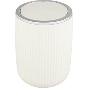 WENKO Agropoli S swing bin, cream white, 2 litres, bathroom waste bin with lid, waste bin made of high-quality plastic with sculptural design & textured surface, Ø 14.5 x 20 cm WENKO Agropoli S swing bin, cream white, 2 litres, bathroom waste bin with lid, waste bin made of high-quality plastic with sculptural design & textured surface, Ø 14.5 x 20 cm