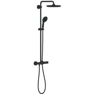 Grohe Vitalio Start System 250 Shower Column with Thermostatic Mixer, Round Shower Head 25 cm 1 Jet, 11 cm Round Shower Head 2 Jets, Flexible 1.75 m, Water Saving, Matte Black, 266782431 Grohe Vitalio Start System 250 Shower Column with Thermostatic Mixer, Round Shower Head 25 cm 1 Jet, 11 cm Round Shower Head 2 Jets, Flexible 1.75 m, Water Saving, Matte Black, 266782431