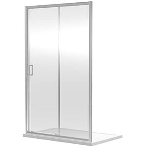 nuie SQSL10 Rene Modern Bathroom Reversible 6mm Toughened Safety Glass Single Sliding Shower Door, 1000mm, Chrome nuie SQSL10 Rene Modern Bathroom Reversible 6mm Toughened Safety Glass Single Sliding Shower Door, 1000mm, Chrome