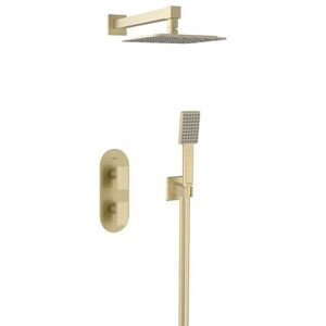 Bristan Tangram, Concealed Thermostatic Shower Kit with Two Outlets, Safe Touch Technology, Brushed Brass Finish Bristan Tangram, Concealed Thermostatic Shower Kit with Two Outlets, Safe Touch Technology, Brushed Brass Finish