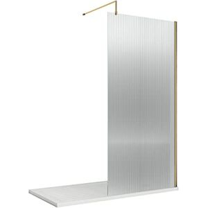 nuie WRFL18580BB Fluted Modern Bathroom 8mm Toughened Safety Glass Wetroom Screen with Bar, 800mm, Brushed Brass nuie WRFL18580BB Fluted Modern Bathroom 8mm Toughened Safety Glass Wetroom Screen with Bar, 800mm, Brushed Brass