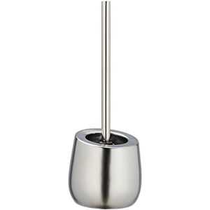 WENKO Badi Matt Chrome Toilet Set Ceramic with Metallic Surface, Including Toilet Brush with Silicone Brush Head and Non-Stick Effect, Matt Chrome WENKO Badi Matt Chrome Toilet Set Ceramic with Metallic Surface, Including Toilet Brush with Silicone Brush Head and Non-Stick Effect, Matt Chrome