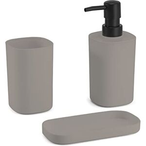 MSV Bad Accessories Lona Soap Dispenser/Soap Dish/Toothbrush Tumbler Set of 3 Beige Taupe Matt MSV Bad Accessories Lona Soap Dispenser/Soap Dish/Toothbrush Tumbler Set of 3 Beige Taupe Matt