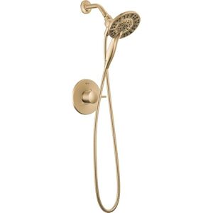 DELTA Faucet Albion 14 Series Single Handle Shower Faucet, Gold Shower Trim Kit with In2ition 2-in-1 4-Setting Dual Shower Head with Hose, Champagne Bronze T142855-CZ-I DELTA Faucet Albion 14 Series Single Handle Shower Faucet, Gold Shower Trim Kit with In2ition 2-in-1 4-Setting Dual Shower Head with Hose, Champagne Bronze T142855-CZ-I