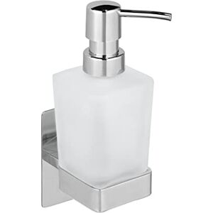 WENKO Turbo-Loc Genova Shine Soap Dispenser, 200 ml, No Drilling Required, Stainless Steel/Satin Glass, 6.2 x 19.7 x 9 cm, Shiny Silver WENKO Turbo-Loc Genova Shine Soap Dispenser, 200 ml, No Drilling Required, Stainless Steel/Satin Glass, 6.2 x 19.7 x 9 cm, Shiny Silver