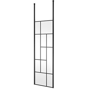 Hudson Reed BFCPB070 Abstract Modern Bathroom 'Shower Shield' Coated Framed Free Standing 8mm Toughened Safety Glass Wetroom Screen with 2 Ceiling Posts, 700mm, Matt Black Hudson Reed BFCPB070 Abstract Modern Bathroom 'Shower Shield' Coated Framed Free Standing 8mm Toughened Safety Glass Wetroom Screen with 2 Ceiling Posts, 700mm, Matt Black