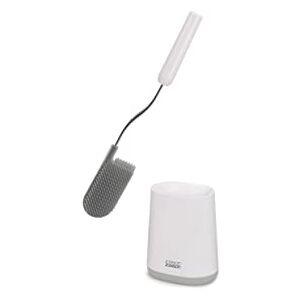 Joseph Joseph Flex Lite Silicone Toilet Brush with slimline holder set, flexible anti-drip, anti-clog deep clean head, Grey/White, Small Joseph Joseph Flex Lite Silicone Toilet Brush with slimline holder set, flexible anti-drip, anti-clog deep clean head, Grey/White, Small