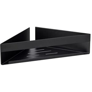WENKO Turbo-Loc Genova Black Corner Shelf, Bathroom Shelf Made of Matt Lacquered Stainless Steel for Attaching No Drilling with Adhesive Pad System, Space-Saving Storage of Care Products, 36 x 8 x 17 WENKO Turbo-Loc Genova Black Corner Shelf, Bathroom Shelf Made of Matt Lacquered Stainless Steel for Attaching No Drilling with Adhesive Pad System, Space-Saving Storage of Care Products, 36 x 8 x 17