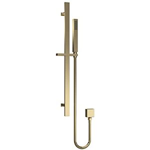 nuie A8167 Shower Modern Bathroom Square Slide Rail Kit with Outlet Elbow, Flex Hose and Single Function Handset, 685mm, Brushed Brass nuie A8167 Shower Modern Bathroom Square Slide Rail Kit with Outlet Elbow, Flex Hose and Single Function Handset, 685mm, Brushed Brass