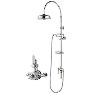 Hudson Reed SBT124TW1 Bundle Traditional Bathroom Exposed Twin Thermostatic Shower Valve and Deluxe Grand Rigid Riser Kit with Single Function Handset, Chrome Hudson Reed SBT124TW1 Bundle Traditional Bathroom Exposed Twin Thermostatic Shower Valve and Deluxe Grand Rigid Riser Kit with Single Function Handset, Chrome