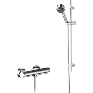 Hudson Reed SBR101BV1 Shower Bundle Modern Bathroom Thermostatic Bar Valve and Round Linear Slide Rail Kit with Multi-Function Handset, Chrome Hudson Reed SBR101BV1 Shower Bundle Modern Bathroom Thermostatic Bar Valve and Round Linear Slide Rail Kit with Multi-Function Handset, Chrome