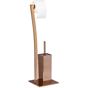 Relaxdays WIMEDO Toilet Brush and Holder, Size: 71 x 20 x 20 cm Toilet Paper Holder in Stainless Steel, Standing, Copper Relaxdays WIMEDO Toilet Brush and Holder, Size: 71 x 20 x 20 cm Toilet Paper Holder in Stainless Steel, Standing, Copper