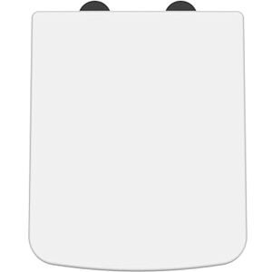 nuie NCH198B Modern Bathroom Square Soft Close Toilet Seat Cover Caps, 358 x 70 x 435mm, White/Black nuie NCH198B Modern Bathroom Square Soft Close Toilet Seat Cover Caps, 358 x 70 x 435mm, White/Black