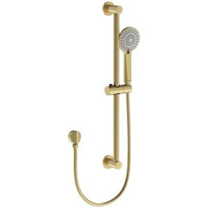 Bristan Round Riser Rail Shower Kit and Wall Outlet, Wall Mounted, Brushed Brass Finish Bristan Round Riser Rail Shower Kit and Wall Outlet, Wall Mounted, Brushed Brass Finish