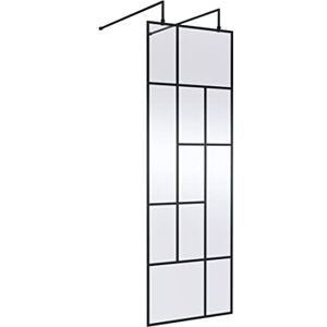 Hudson Reed BFAFB070 Abstract Modern Bathroom 'Shower Shield' Coated Framed Free Standing 8mm Toughened Safety Glass Wetroom Screen with 2 Support Arms, 700mm, Matt Black Hudson Reed BFAFB070 Abstract Modern Bathroom 'Shower Shield' Coated Framed Free Standing 8mm Toughened Safety Glass Wetroom Screen with 2 Support Arms, 700mm, Matt Black
