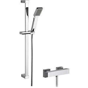 nuie SBS69BV1 Shower Bundle Modern Bathroom Sanford Thermostatic Bar Valve with Bottom Outlet and Square Slide Rail Kit with Single Function Handset, Chrome nuie SBS69BV1 Shower Bundle Modern Bathroom Sanford Thermostatic Bar Valve with Bottom Outlet and Square Slide Rail Kit with Single Function Handset, Chrome