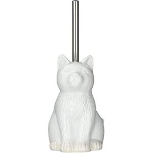 WENKO Cat Toilet Brush Holder, Ceramic, White, 22 x 17 x 14 cm WENKO Cat Toilet Brush Holder, Ceramic, White, 22 x 17 x 14 cm