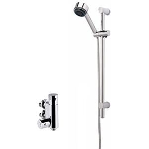 nuie SBR78BV1 Shower Bundle Modern Bathroom Vertical Thermostatic Bar Valve and Round Slide Rail Kit with Multi-Function Handset, Chrome nuie SBR78BV1 Shower Bundle Modern Bathroom Vertical Thermostatic Bar Valve and Round Slide Rail Kit with Multi-Function Handset, Chrome