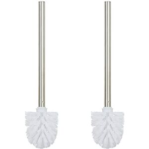 Relaxdays Toilet Brushes, Set of 2, Replacement, Removable Head, Stainless Steel Handle, H x diam. 35 x 8 cm, White Relaxdays Toilet Brushes, Set of 2, Replacement, Removable Head, Stainless Steel Handle, H x diam. 35 x 8 cm, White