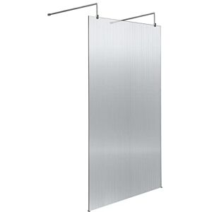Hudson Reed WRAF19510 Fluted Modern Bathroom Fluted 8mm Toughened Safety Glass Wetroom Screen with 2 Support Arms, 1950mm x 1000mm, Chrome Hudson Reed WRAF19510 Fluted Modern Bathroom Fluted 8mm Toughened Safety Glass Wetroom Screen with 2 Support Arms, 1950mm x 1000mm, Chrome