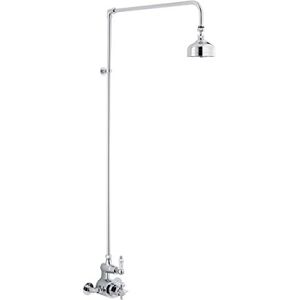 nuie CP148 Edwardian ǀ Traditional Bathroom Twin Exposed Thermostatic Shower Valve and Rigid Riser Kit, 140mm x 150mm, Chrome, Silver nuie CP148 Edwardian ǀ Traditional Bathroom Twin Exposed Thermostatic Shower Valve and Rigid Riser Kit, 140mm x 150mm, Chrome, Silver