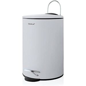 blomus Tubo pedal bin made of powder-coated steel, moon grey, 3 L capacity, smart close system, removable bucket, exclusive bathroom accessory (H x W x D): 24.5 x 17 x 17 cm, moon grey, 68993 blomus Tubo pedal bin made of powder-coated steel, moon grey, 3 L capacity, smart close system, removable bucket, exclusive bathroom accessory (H x W x D): 24.5 x 17 x 17 cm, moon grey, 68993