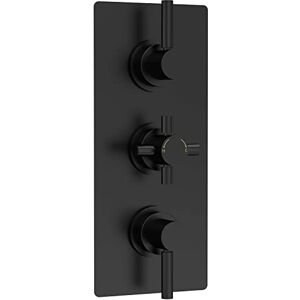 Hudson Reed A4003 Tec Lever Modern Bathroom Lever Triple Thermostatic Concealed Shower Valve 2 Outlets, 280mm, Matt Black Hudson Reed A4003 Tec Lever Modern Bathroom Lever Triple Thermostatic Concealed Shower Valve 2 Outlets, 280mm, Matt Black