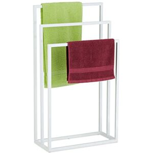 Relaxdays Rack, 3 Rails, H x W x D: 82.5 x 46 x 21 cm, Standing Towel Holder, Steel, White Relaxdays Rack, 3 Rails, H x W x D: 82.5 x 46 x 21 cm, Standing Towel Holder, Steel, White