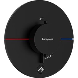Hansgrohe ShowerSelect Comfort S - thermostat conceiled, bathroom tap with safety stop at 40 °C, thermostat round for showers and bath tubs, shower mixer for 1 function, matt black, 15562670