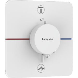Hansgrohe ShowerSelect Comfort Q - thermostat conceiled, bathroom tap with safety stop at 40 °C, thermostat for showers and bath tubs, shower mixer for 2 functions, matt white, 15583700