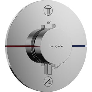 Hansgrohe ShowerSelect Comfort S - thermostat conceiled, bathroom tap with safety stop at 40 °C, thermostat round for showers and bath tubs, shower mixer for 2 functions, chrome, 15554000