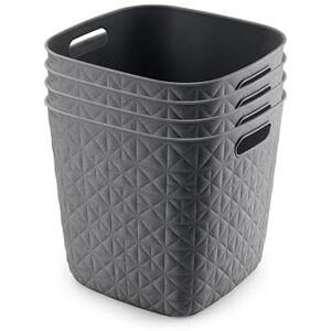 CURVER Softex 4x 15L Storage Baskets, 100 percent Recycled Material, Lightweight, For Bathroom, Living Room, Kitchen, Dark Grey CURVER Softex 4x 15L Storage Baskets, 100 percent Recycled Material, Lightweight, For Bathroom, Living Room, Kitchen, Dark Grey