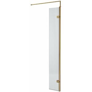 Hudson Reed WRFL19530BB Fluted Wetroom Screens 1950mm Fluted 8mm Toughened Safety Glass Hinged Screen with Support Bar, 300mm, Brushed Brass Hudson Reed WRFL19530BB Fluted Wetroom Screens 1950mm Fluted 8mm Toughened Safety Glass Hinged Screen with Support Bar, 300mm, Brushed Brass