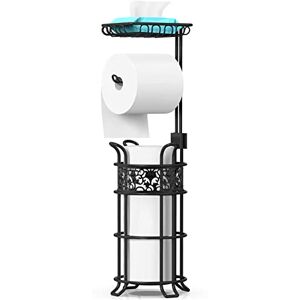 Heioov Toilet Paper Holder Stand with Shelf, Free Standing Toilet Paper Roll Dispenser Holds 3 Big Rolls of Jumbo Mega Paper, for RV Bathroom, Floral Pattern, Black Heioov Toilet Paper Holder Stand with Shelf, Free Standing Toilet Paper Roll Dispenser Holds 3 Big Rolls of Jumbo Mega Paper, for RV Bathroom, Floral Pattern, Black