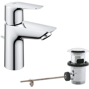 Grohe Start Edge – Basin Mixer Tap with Pop-Up Waste Set (Metal Lever, 28 mm Ceramic Cartridge, Water Saving Mousseur 5.7 l/min, Tails 3/8 Inch), Size 147 mm, QuickTool Included, Chrome, 24196001 Grohe Start Edge – Basin Mixer Tap with Pop-Up Waste Set (Metal Lever, 28 mm Ceramic Cartridge, Water Saving Mousseur 5.7 l/min, Tails 3/8 Inch), Size 147 mm, QuickTool Included, Chrome, 24196001