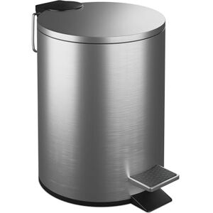 Relaxdays Bathroom Bin, 3 litres, Soft-Close Lid, Removable Inner Bucket, Sanitary Disposal, Stainless Steel, Silver Relaxdays Bathroom Bin, 3 litres, Soft-Close Lid, Removable Inner Bucket, Sanitary Disposal, Stainless Steel, Silver