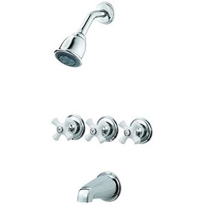PFISTER LG01-8CPC 3 Tub & Shower Faucet with Metal Cross Handles, Combo-Chrome/White Porcelain PFISTER LG01-8CPC 3 Tub & Shower Faucet with Metal Cross Handles, Combo-Chrome/White Porcelain