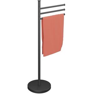 Relaxdays Towel Rack, 3 Rotating Rails, HWD: 85.5 x 42 x 22 cm, Stainless Steel, Bathroom, Holder, Drying Stand, Black, Plastic Relaxdays Towel Rack, 3 Rotating Rails, HWD: 85.5 x 42 x 22 cm, Stainless Steel, Bathroom, Holder, Drying Stand, Black, Plastic